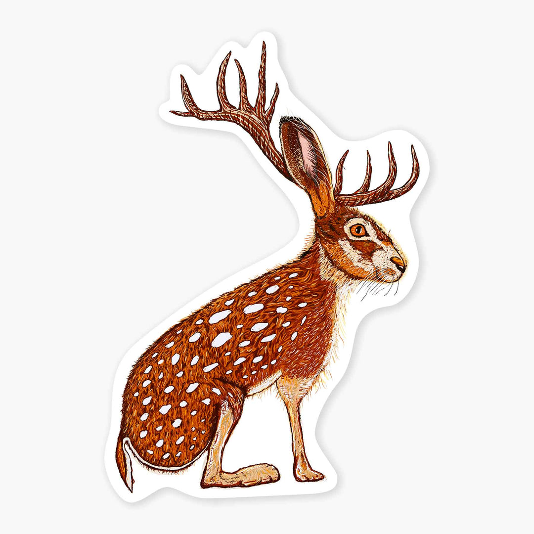 Red Scottish Jackalope- 3" Art Sticker