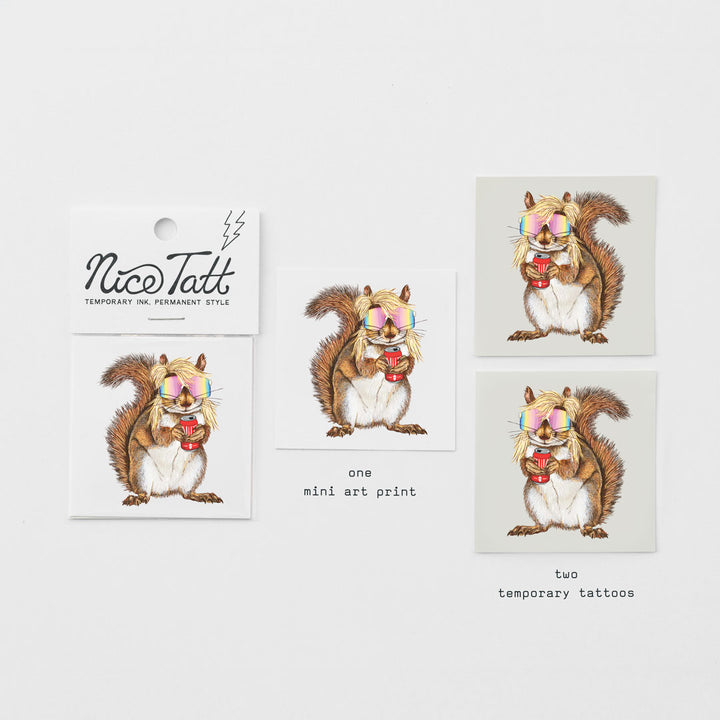 Mullet Squirrel - Temporary Tattoo