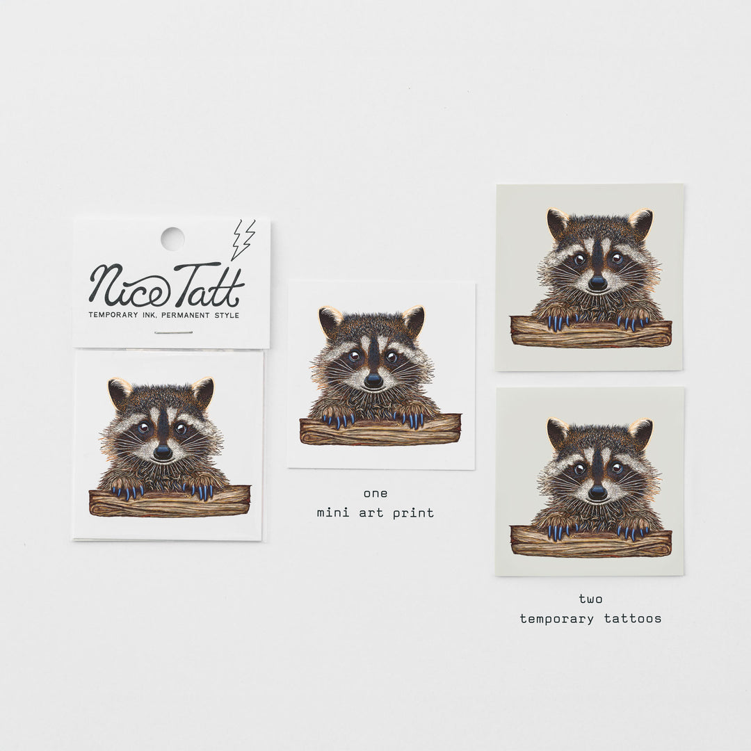 Rocky the Raccoon - Temporary Tattoo