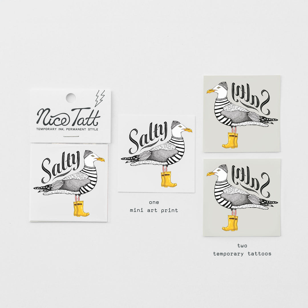 Salty Seagull - Temporary Tattoo