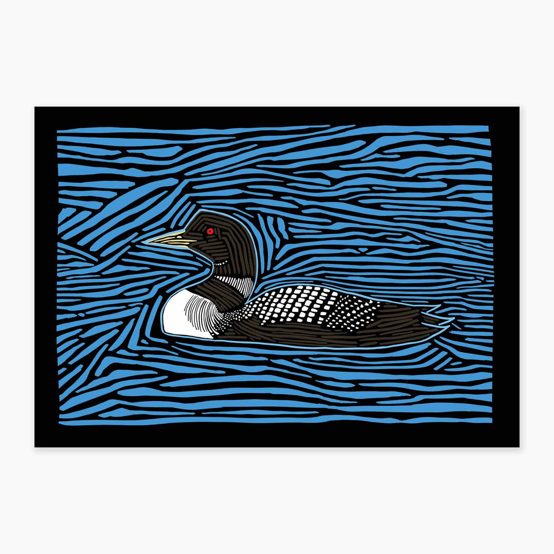 Wood Cut Loon - 3" Art Sticker