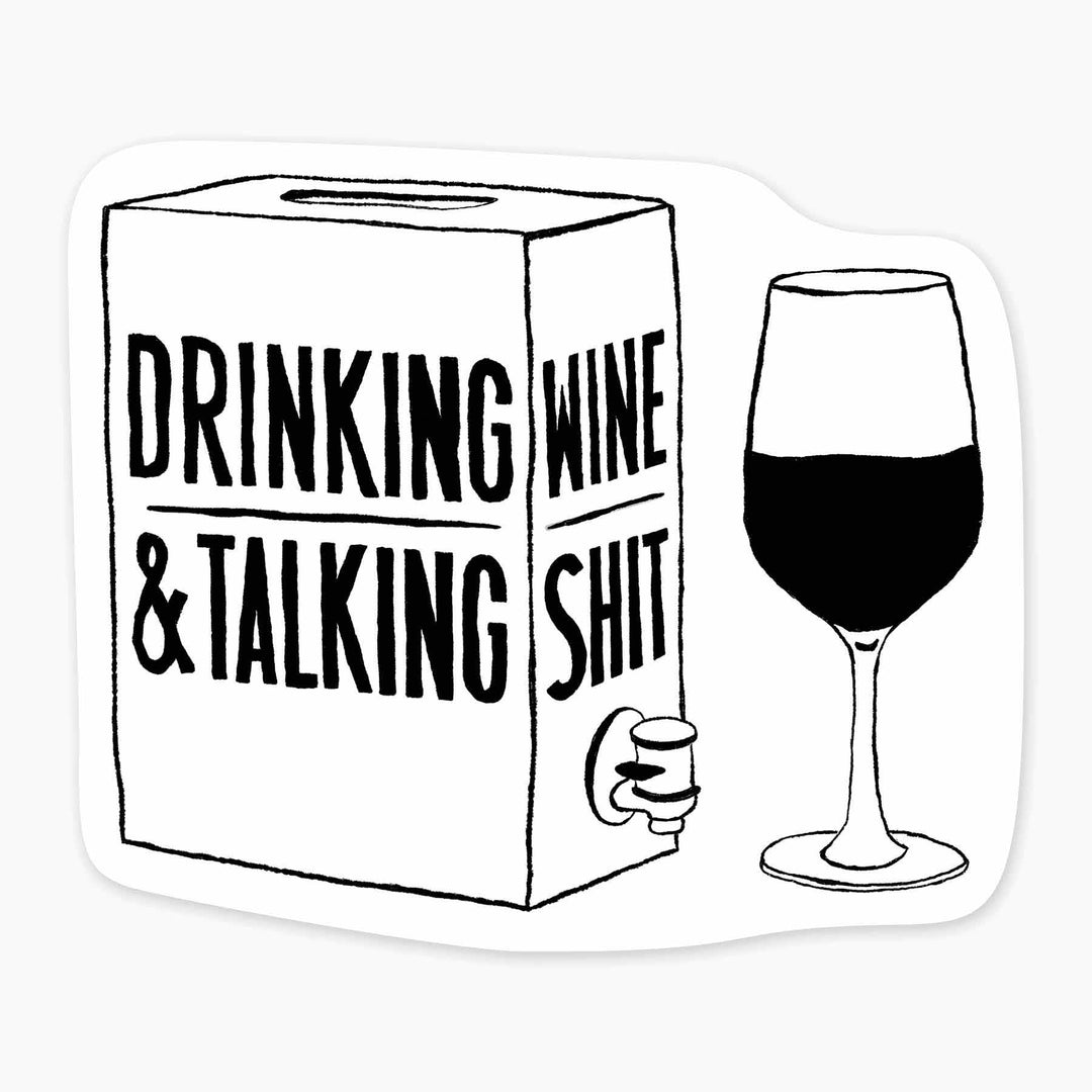 Drinking Wine - 3" Art Sticker
